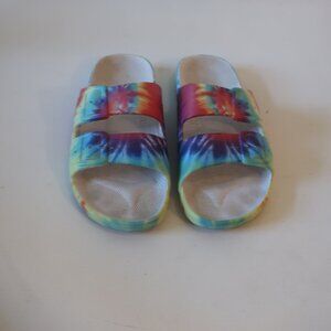 Womens Moses Multi-Color Tie-Dye Rubber Slide Sandals 36-37/US 6-7 *